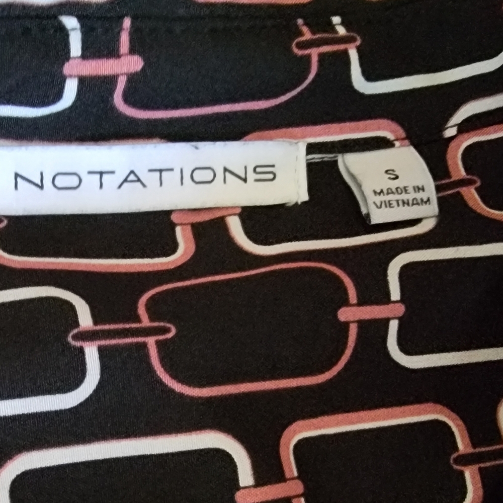 Notations Black and Pink Geometric Womens Work Shirt Sz Sm. - Picture 3 of 3